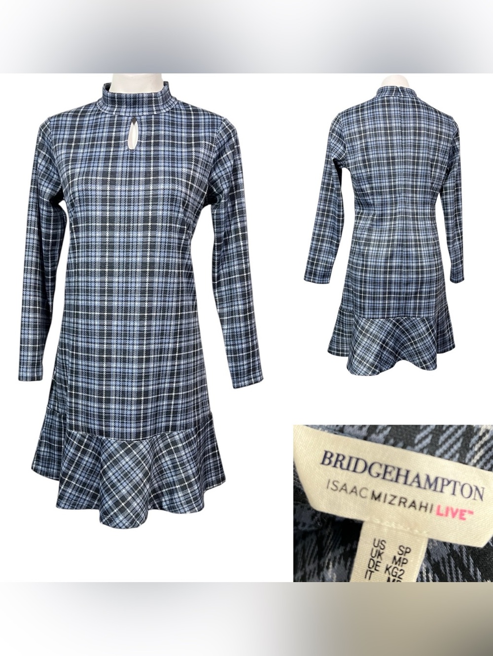 Isaac Mizrahi Live BRIDGEHAMPTON dress SP Plaid Blue multicolor plaid‎ casual